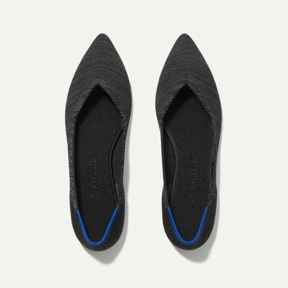 Rothy's Women's The Point in Heathered Black Flat Shoes Size W10 NWOT - Picture 1 of 12